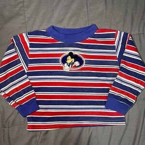 Vintage Mickey Mouse Boys 4T Striped Long Sleeve Shirt Disney Retro